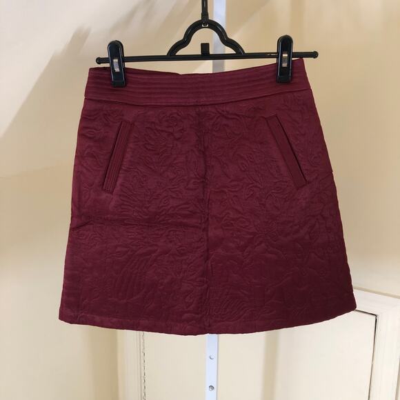 Anthropologie Maeve NWT Women's Beatrice Quilted Mini Skirt Burgundy 0 - Picture 2 of 11